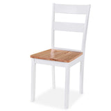 Dining Chairs 6 pcs White Solid Rubber Wood - Front View
