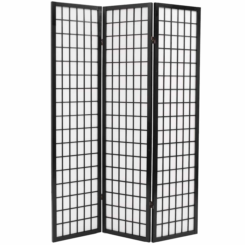 Folding 3-Panel Room Divider Japanese Style 120x170 cm Black