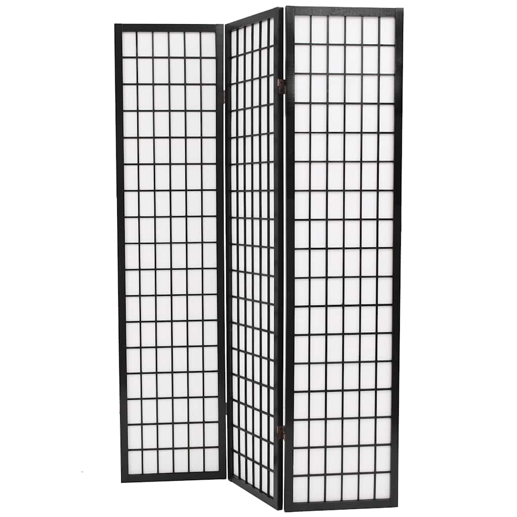 Folding 3-Panel Room Divider Japanese Style 120x170 cm Black