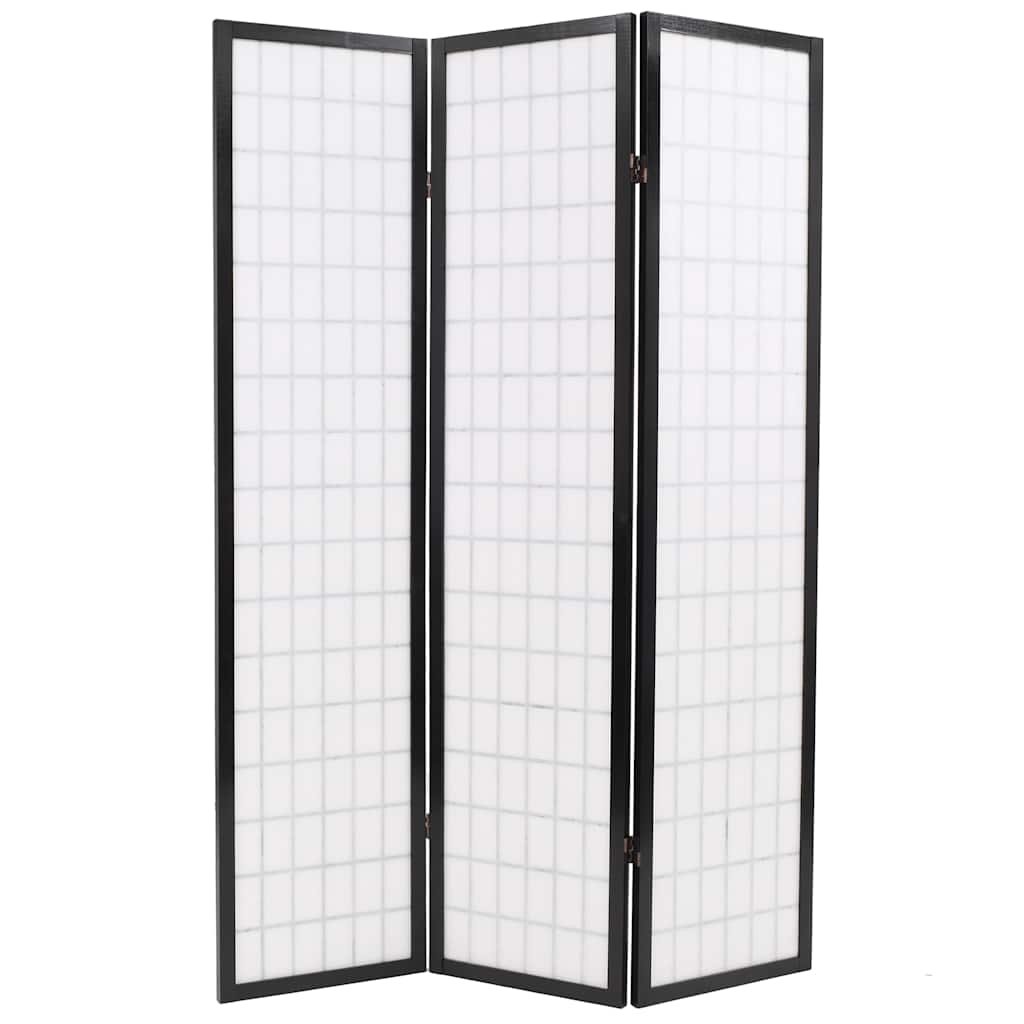 Folding 3-Panel Room Divider Japanese Style 120x170 cm Black