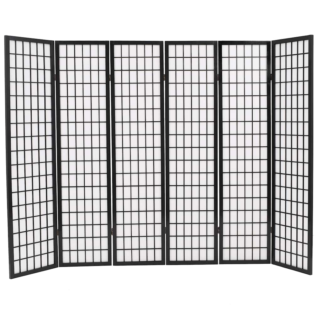 Folding 6-Panel Room Divider Japanese Style 240x170 cm Black