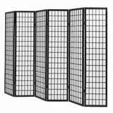 Folding 6-Panel Room Divider Japanese Style 240x170 cm Black - Side View