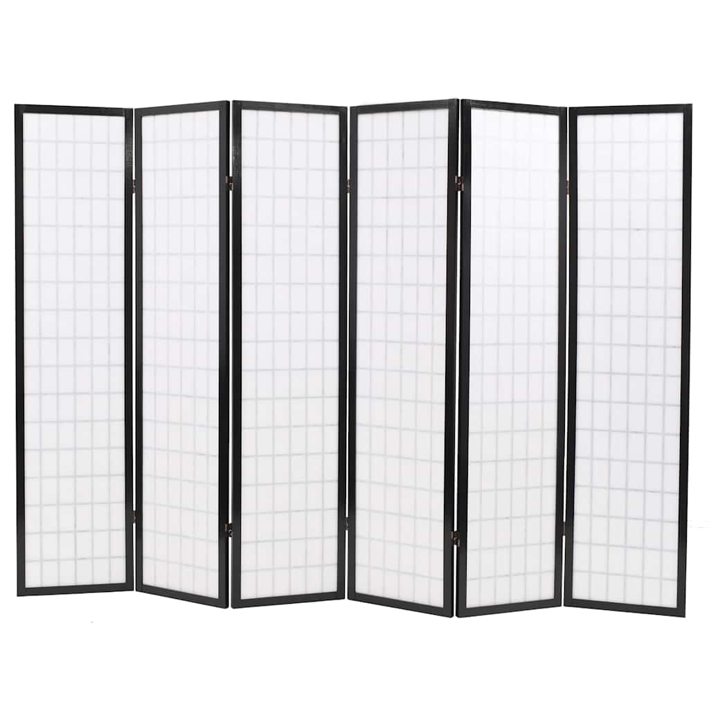 Folding 6-Panel Room Divider Japanese Style 240x170 cm Black