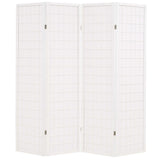 Folding 4-Panel Room Divider Japanese Style 160x170 cm White