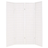 Folding 4-Panel Room Divider Japanese Style 160x170 cm White - Front View