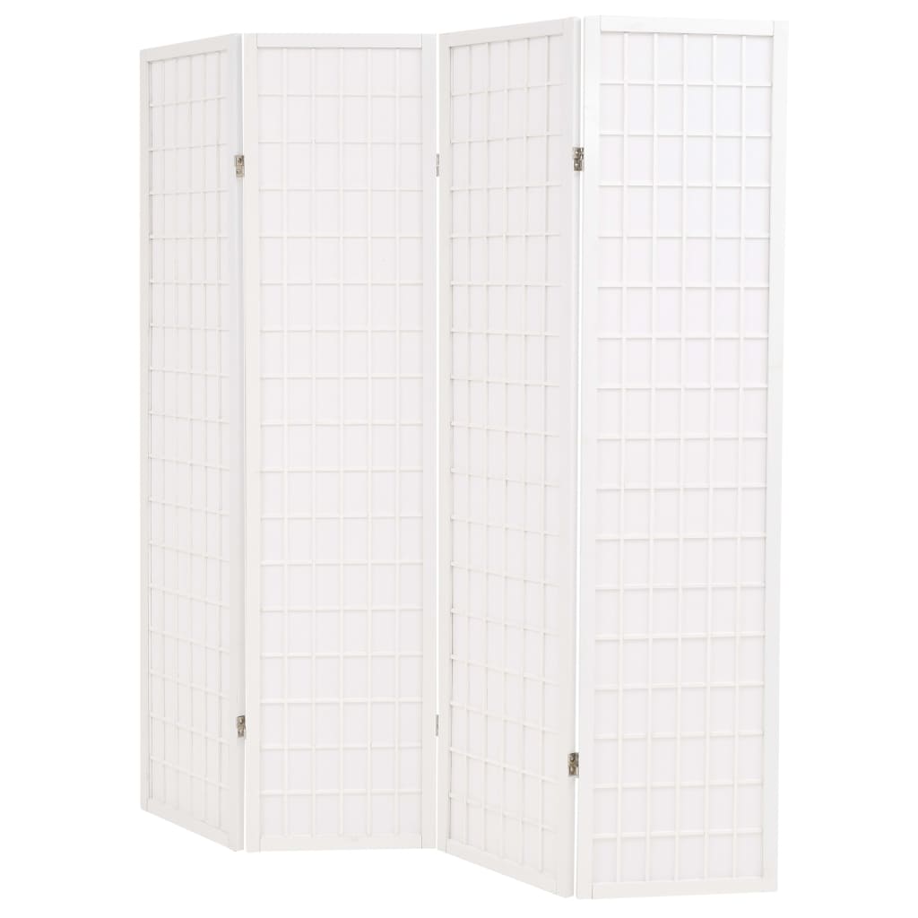 Folding 4-Panel Room Divider Japanese Style 160x170 cm White