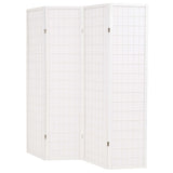Folding 4-Panel Room Divider Japanese Style 160x170 cm White - Side View