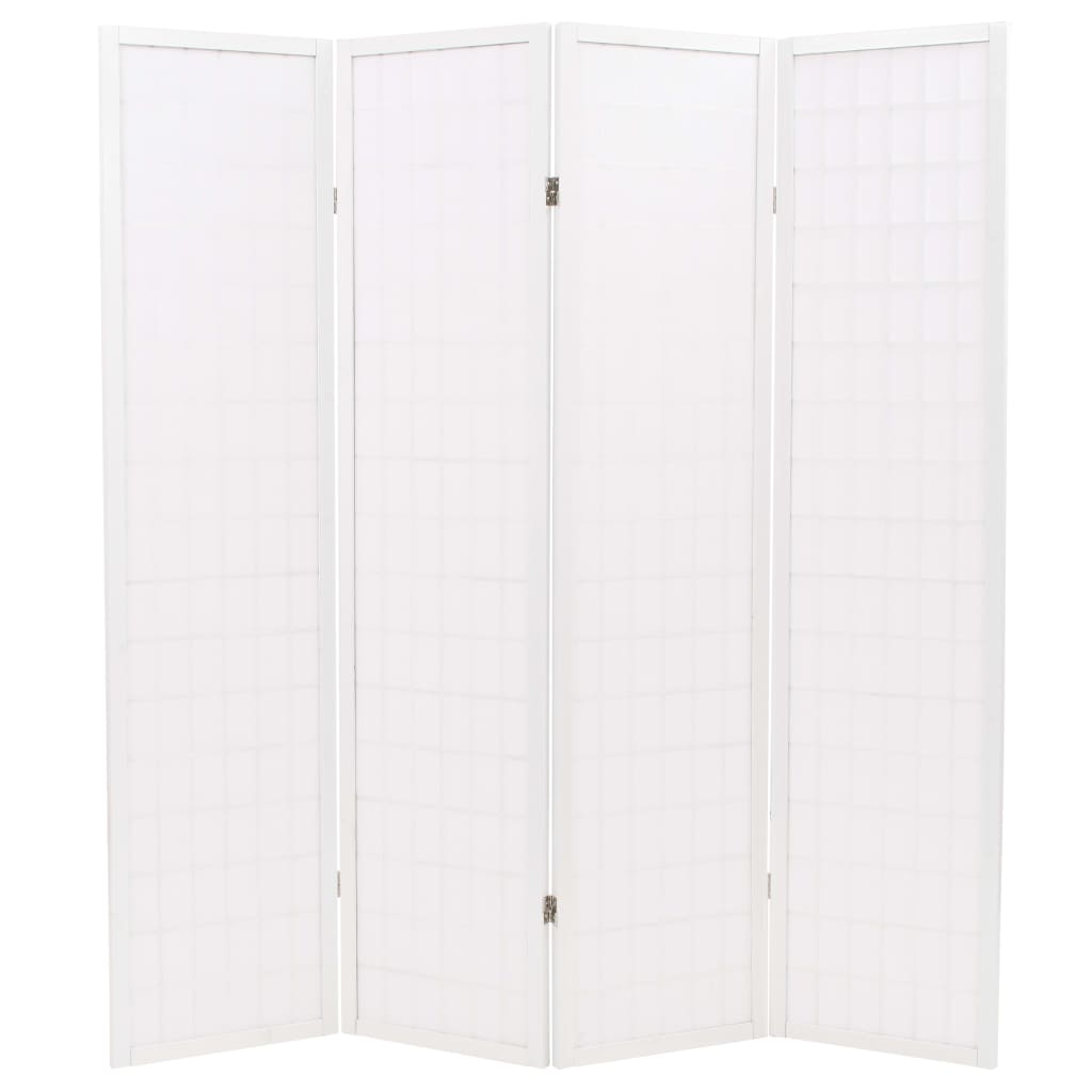 Folding 4-Panel Room Divider Japanese Style 160x170 cm White