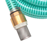 Suction Hose with Brass Connectors 15 m 25 mm Green - Top-Down View