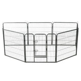 Dog Playpen 8 Panels Steel 80x80 cm Black - Front View