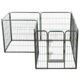 Dog Playpen 8 Panels Steel 80x80 cm Black - Side View