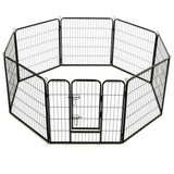 Dog Playpen 8 Panels Steel 80x80 cm Black - Top-Down View