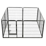 Dog Playpen 8 Panels Steel 80x80 cm Black - 45-Degree Angle