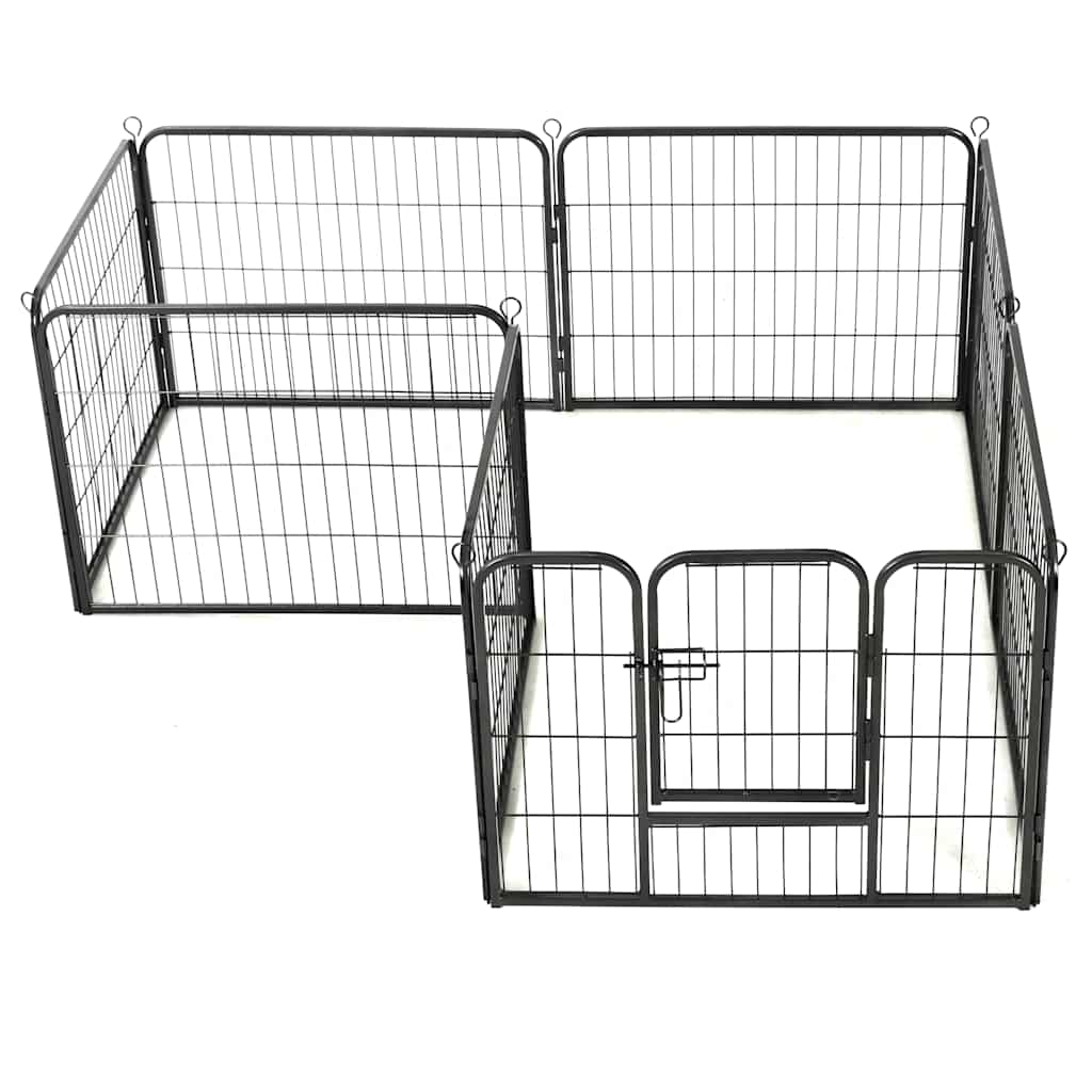 Dog Playpen 8 Panels Steel 80x60 cm Black