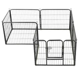 Dog Playpen 8 Panels Steel 80x60 cm Black - Side View