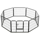 Dog Playpen 8 Panels Steel 80x60 cm Black - Top-Down View