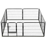 Dog Playpen 8 Panels Steel 80x60 cm Black - 45-Degree Angle