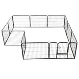 Dog Playpen 12 Panels Steel 80x60 cm Black - Side View