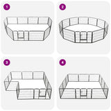 Dog Playpen 12 Panels Steel 80x60 cm Black
