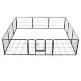 Dog Playpen 12 Panels Steel 80x60 cm Black - 45-Degree Angle