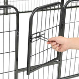 Dog Playpen 12 Panels Steel 80x60 cm Black - Low Angle