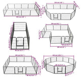 Dog Playpen 12 Panels Steel 80x60 cm Black - Extra Image