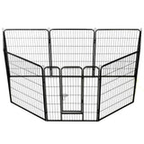 Dog Playpen 8 Panels Steel 80x100 cm Black - Front View