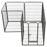 Dog Playpen 8 Panels Steel 80x100 cm Black - Side View