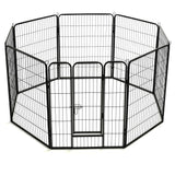 Dog Playpen 8 Panels Steel 80x100 cm Black - Top-Down View