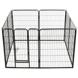 Dog Playpen 8 Panels Steel 80x100 cm Black - 45-Degree Angle