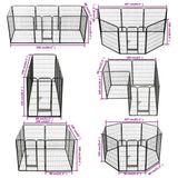 Dog Playpen 8 Panels Steel 80x100 cm Black - Low Angle