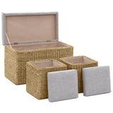 Bench with 2 Ottomans Seagrass Grey - Top-Down View