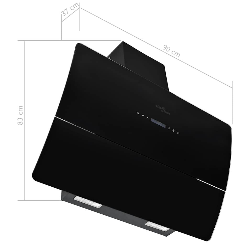 Wall Mounted Range Hood Stainless Steel 756 m?/h 90 cm Black