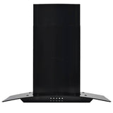 Wall Mounted Range Hood Stainless Steel 756 m³/h 60 cm Black - Front View