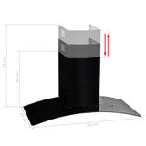 Wall Mounted Range Hood Stainless Steel 756 m³/h 90 cm Black - 45-Degree Angle