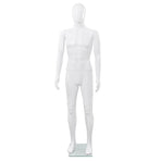 Full Body Male Mannequin with Glass Base Glossy White 185 cm