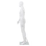 Full Body Male Mannequin with Glass Base Glossy White 185 cm - Side View