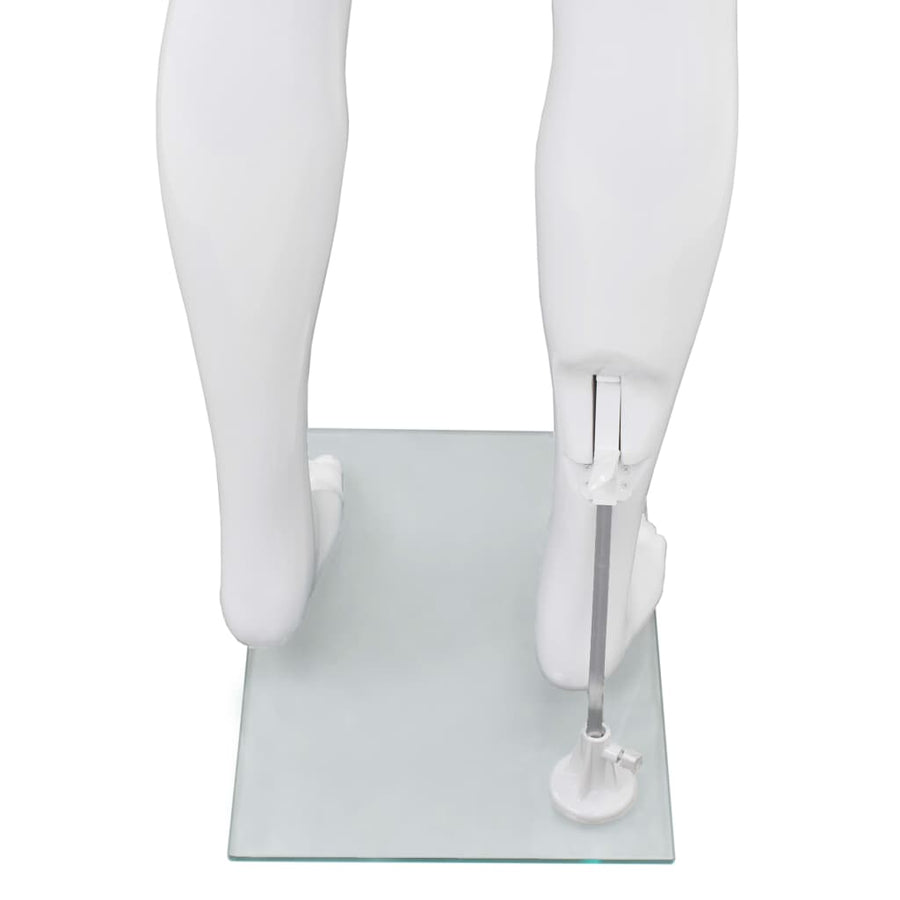 Full Body Male Mannequin with Glass Base Glossy White 185 cm
