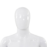 Full Body Male Mannequin with Glass Base Glossy White 185 cm - Close-Up Angle