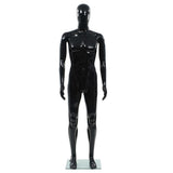 Full Body Male Mannequin with Glass Base Glossy Black 185 cm - Front View