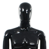 Full Body Male Mannequin with Glass Base Glossy Black 185 cm