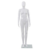 Full Body Female Mannequin with Glass Base Glossy White 175 cm - Front View