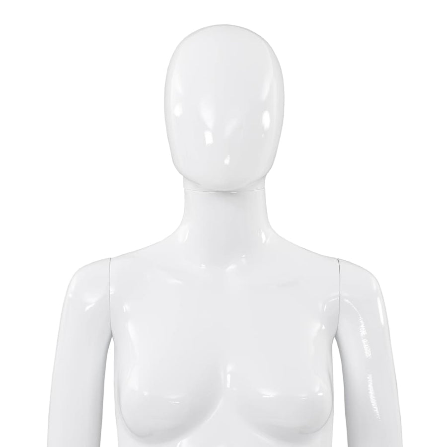 Full Body Female Mannequin with Glass Base Glossy White 175 cm