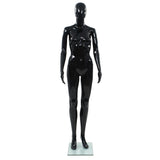 Full Body Female Mannequin with Glass Base Glossy Black 175 cm - Front View