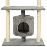 Cat Tree with Sisal Scratching Posts 95 cm Grey - Close-Up Angle