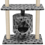 Cat Tree with Sisal Scratching Posts 95 cm Grey Paw Prints - Top-Down View