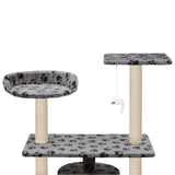 Cat Tree with Sisal Scratching Posts 95 cm Grey Paw Prints - 45-Degree Angle
