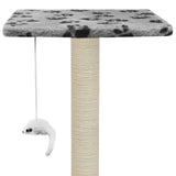 Cat Tree with Sisal Scratching Posts 95 cm Grey Paw Prints - Close-Up Angle