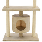 Cat Tree with Sisal Scratching Posts 95 cm Beige - Close-Up Angle