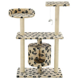 Cat Tree with Sisal Scratching Posts 95 cm Beige Paw Prints - Side View